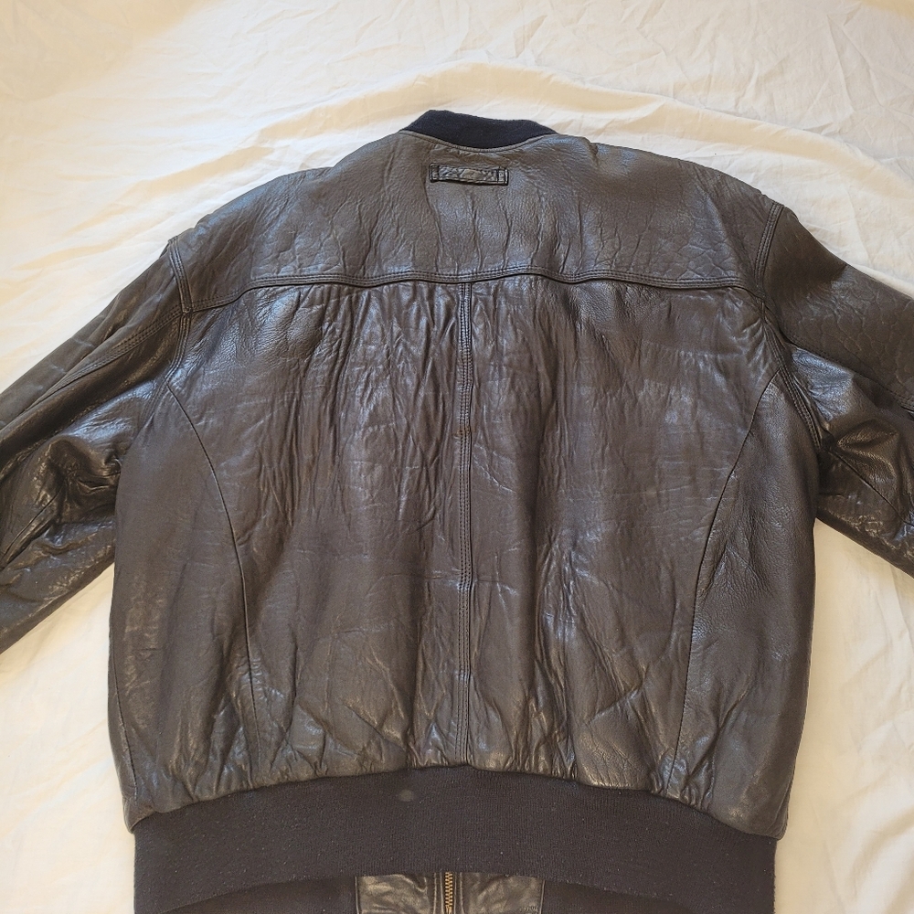 Vintage Collezione SA Leather Bomber Jacket Black Aviator Mens 42 Made in Korea - Picture 7 of 16